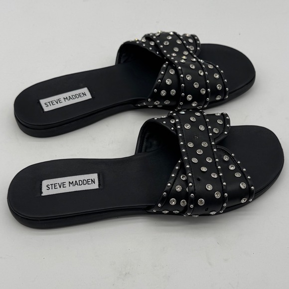 Steve Madden Black Rhinestone‎ Kammi Slide Sandals Women's - Picture 3 of 9
